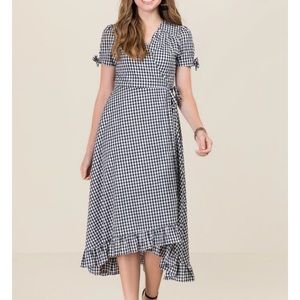 NWOT Gingham Wrap Dress